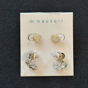 M. Haskell NWT Gold Diamond Pierced Earrings Jacket Versatile get multip…
